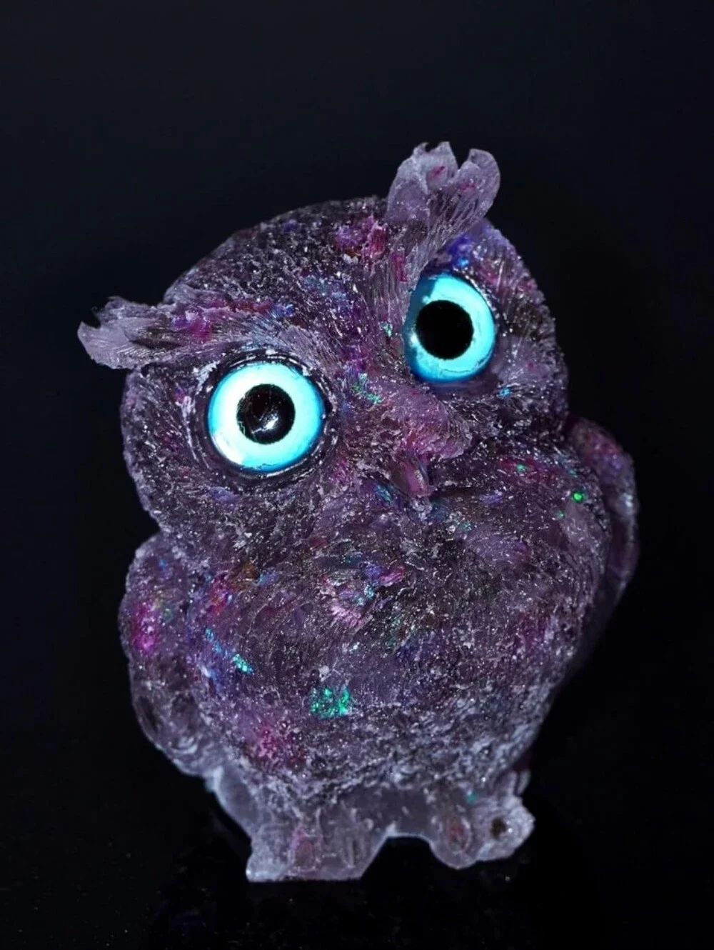 Purple Small Pet Owl Figurine - Decorative Small Pets Accessory